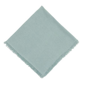 Fringed Table Linens - Sea Glass Blue - Cloth Napkin