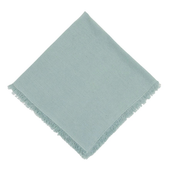 Fringed Table Linens - Sea Glass Blue - Cloth Napkin