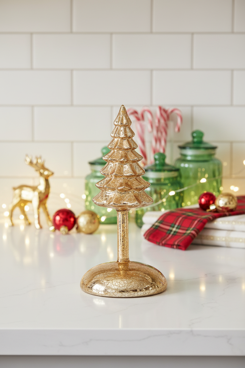 Gold Mercury Glass Tree Finial - Available in 3 Sizes