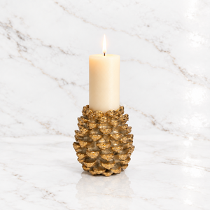 Golden Pinecone Pillar Holder