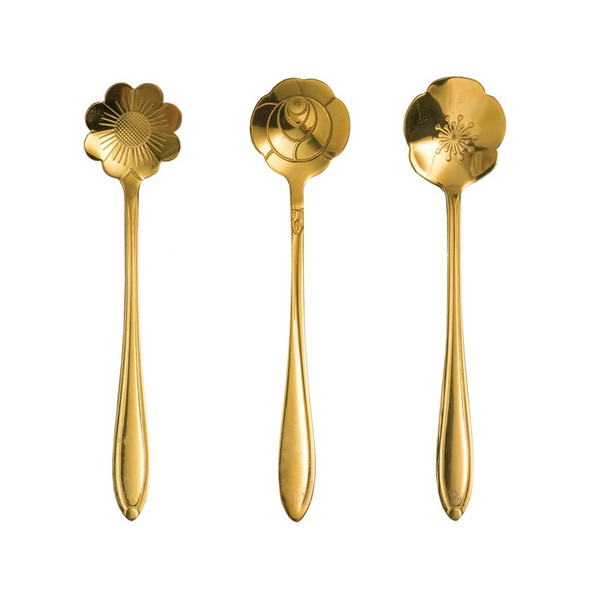 Bloom Stainless Steel Flower Spoons — 3-Piece Set