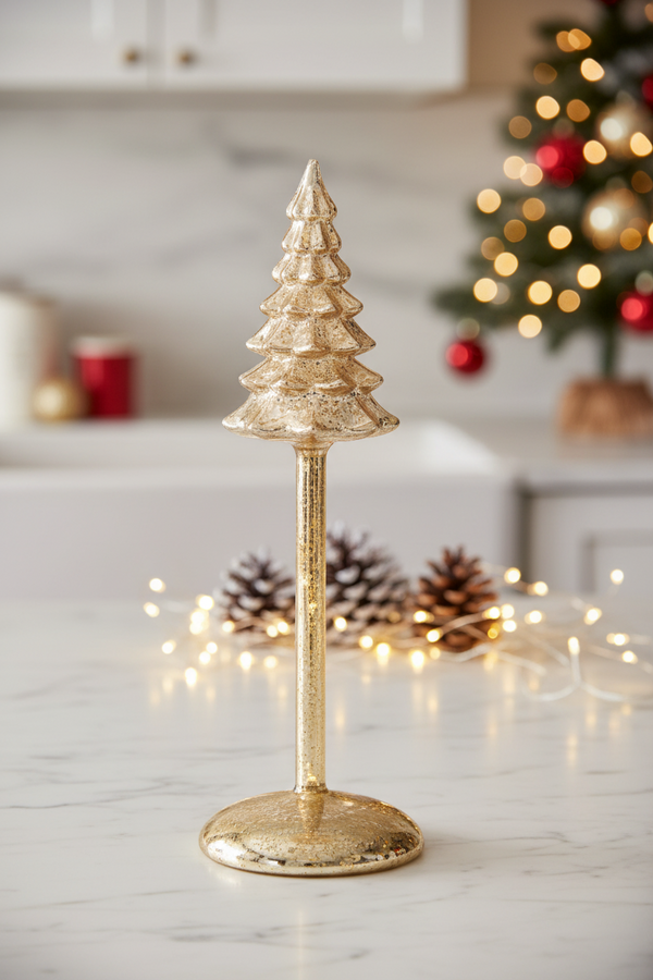 Gold Mercury Glass Tree Finial - Available in 3 Sizes