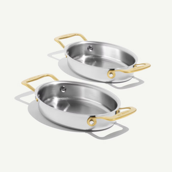 Made In Stainless Gratin Dishes (Set of 2) - Choose from Stainless or Gold Handles