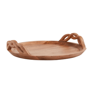 Artisan Wood Serving Tray with Twisted Handles