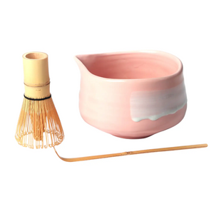 Porcelain Matcha Latte Bowl Set with Whisk and Scoop - 4 Different Colors to Choose From