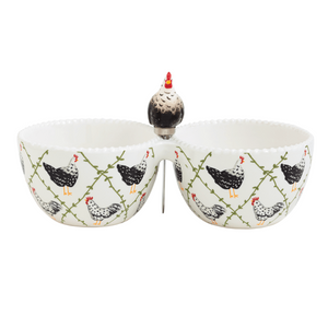 Rooster Double Tidbit Dish