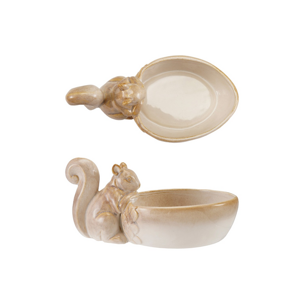 Cream Reactive Glaze Squirrel Bowl