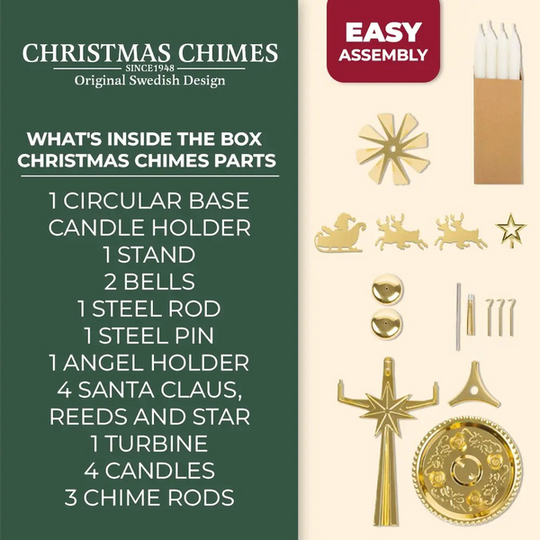 Christmas Chimes - Original Swedish Design Brass Christmas Candle
