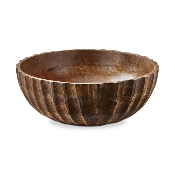 Artisan Fluted Wood Centerpiece Bowl