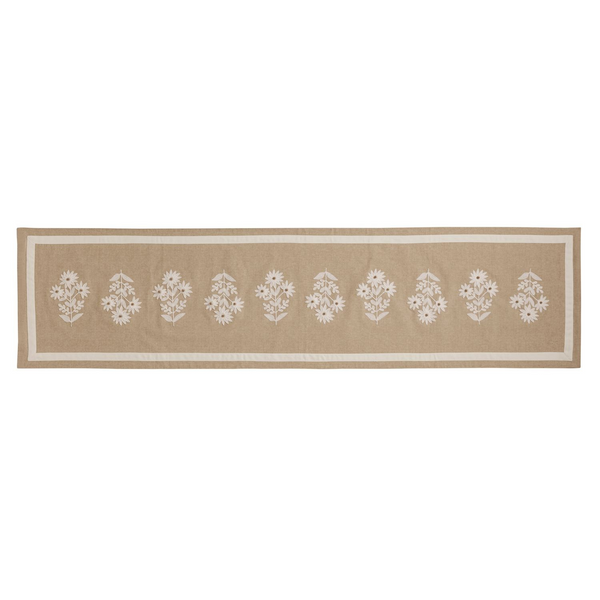 Neutral Floral Table Runner 72"