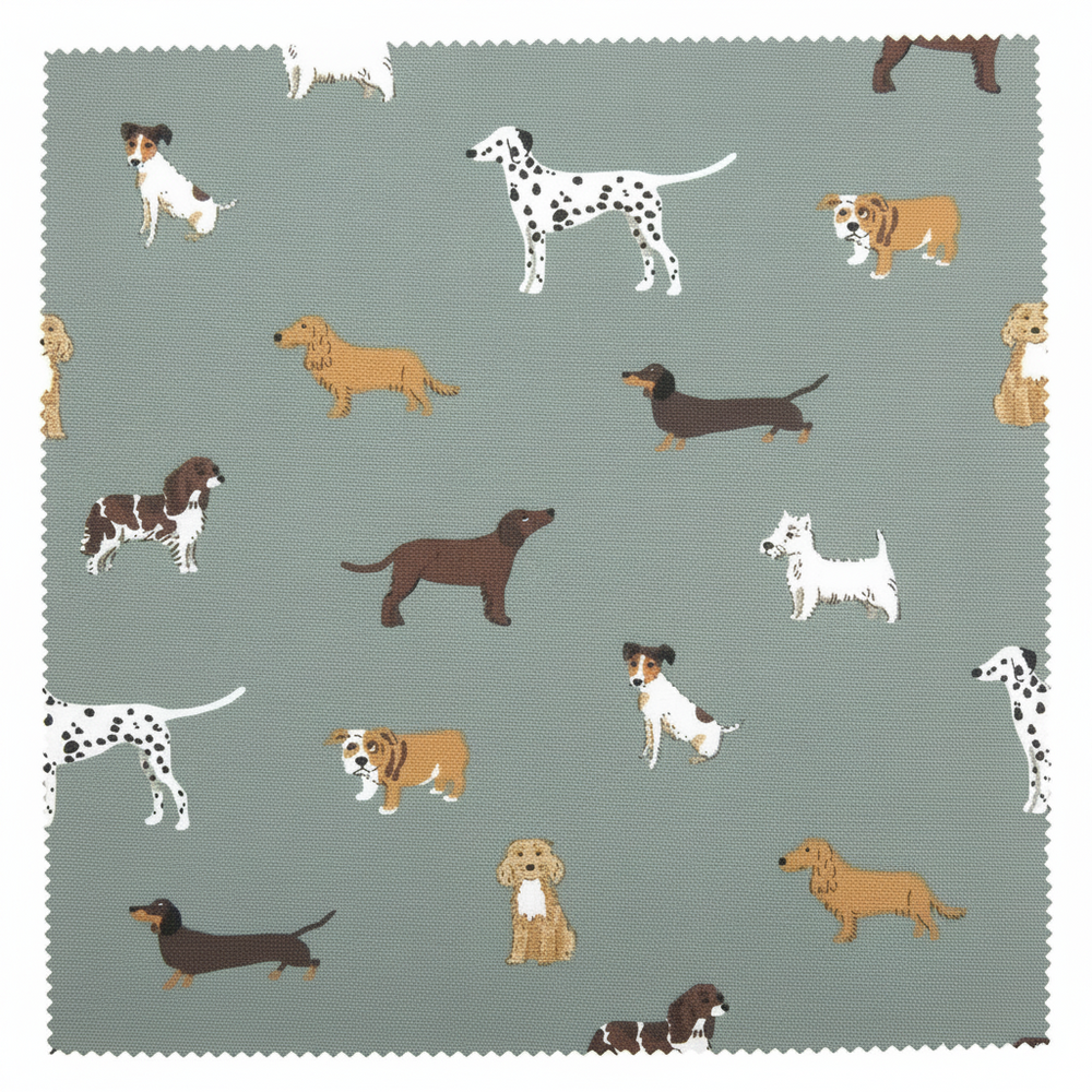 Apron with dog pattern on a blue background