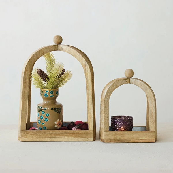 Mango Wood Arched Tabletop Tray - Comes in 2 Sizes