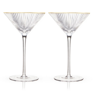 Deco Meridian Gold Rimmed Crystal Martini Glasses Set of 2