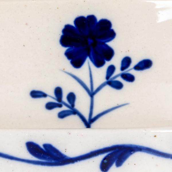 Hand-Painted Stoneware Butter Dish with Flower