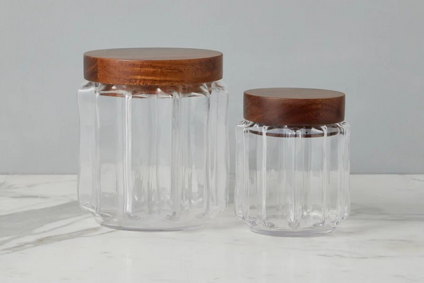 Elegant Fluted Glass Pantry Canister - Comes in Small & Large