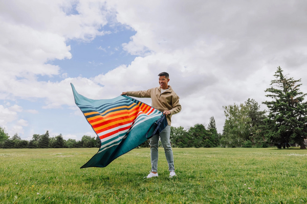 Picnic Tote Blanket - Available in English Plaid or Marine Stripe