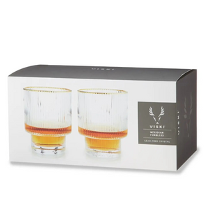 Deco Meridian Gold Rimmed Whiskey Crystal Tumblers - Set of 2