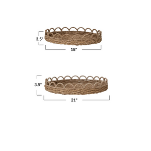 Decorative Woven Seagrass Scalloped Tray - Choose From 2 Sizes