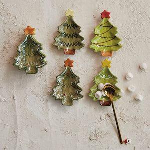Hand Painted Christmas Tree Tidbit with Star-4 Different Colors