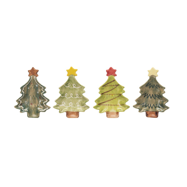 Hand Painted Christmas Tree Tidbit with Star-4 Different Colors