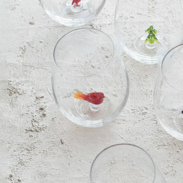 Holiday Glass Figure inside Stemless Wine Glass-8 Styles to Choose