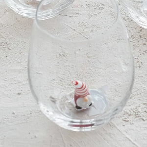 Holiday Glass Figure inside Stemless Wine Glass-8 Styles to Choose