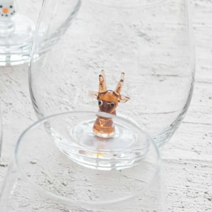 Holiday Glass Figure inside Stemless Wine Glass-8 Styles to Choose