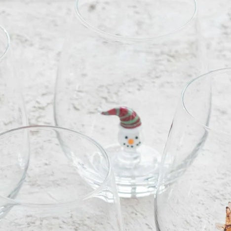 Holiday Glass Figure inside Stemless Wine Glass-8 Styles to Choose