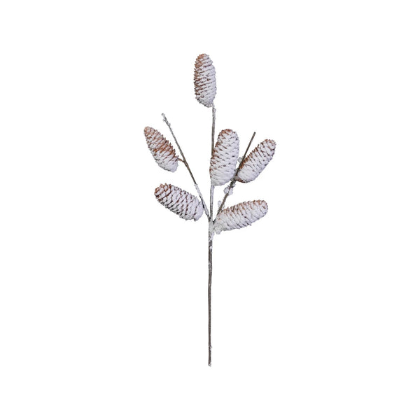 Natural Pinecone Stem with Snowy Finish 18-1/2"H