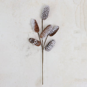 Natural Pinecone Stem with Snowy Finish 18-1/2"H