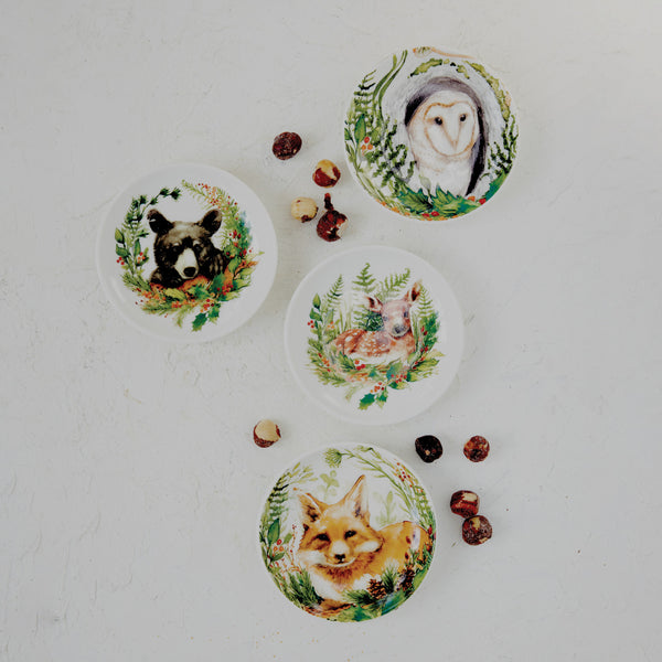 Woodland Animal Stoneware Tidbit Dishes-4 Different Styles