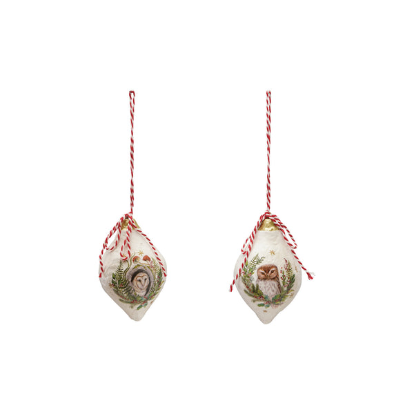 Woodland Owl Paper Mache Ornament-Choose from 2 Styles