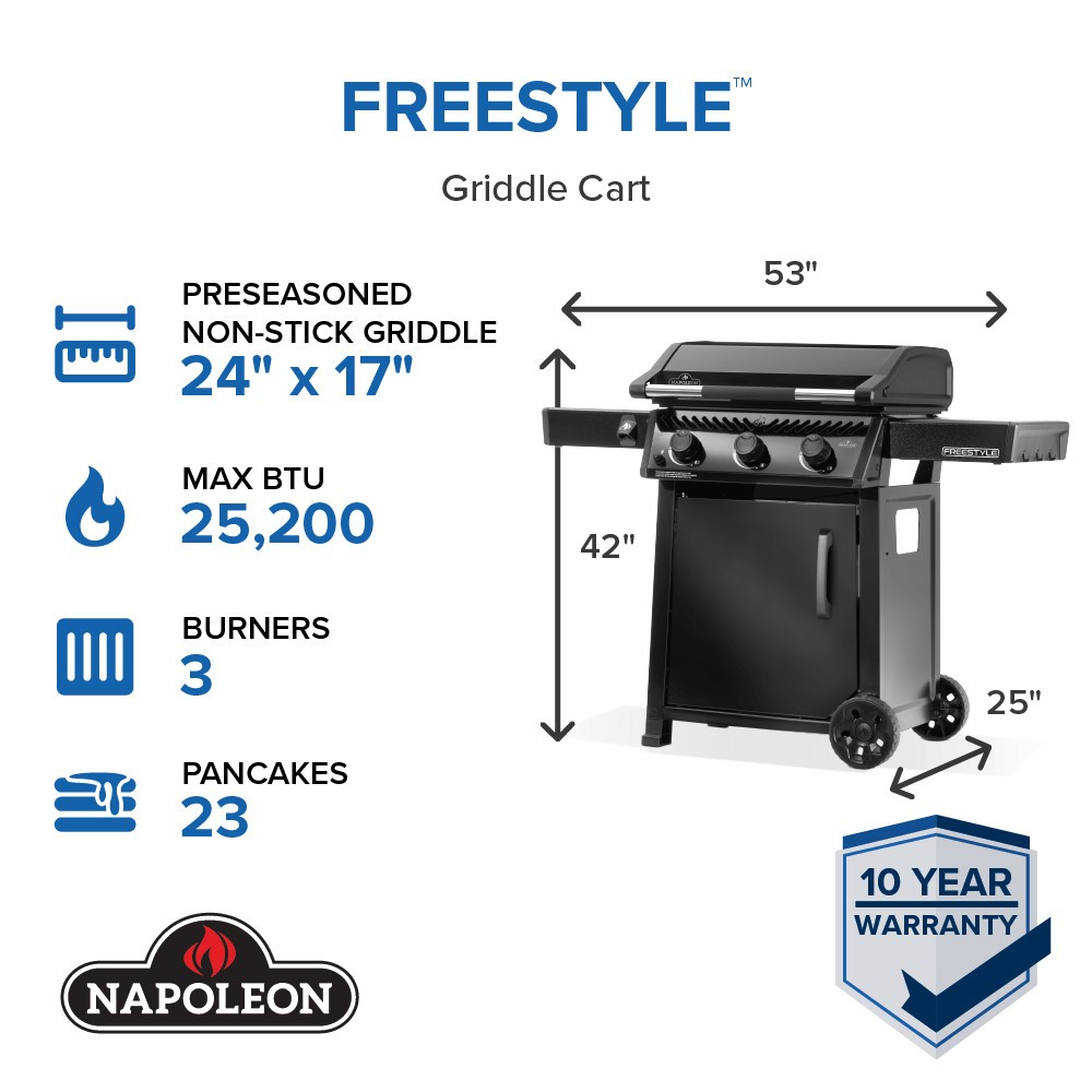 Freestyle™ 24 Inch Pre-seasoned Non-Stick Griddle - Propane or Natural Gas
