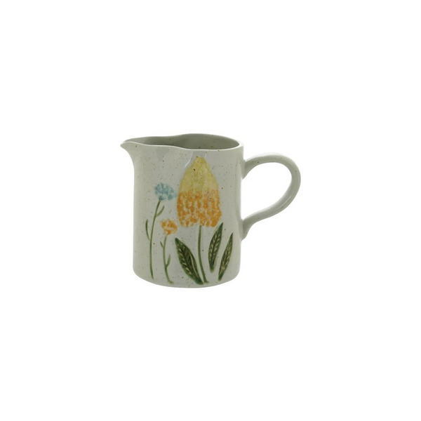 Cottage Floral Hand-Painted Stoneware Creamer — 10 oz