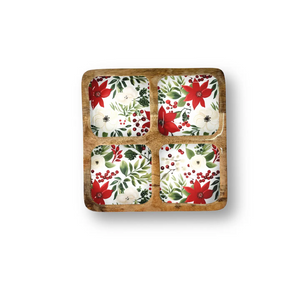 Christmas Floral Decorative Tray