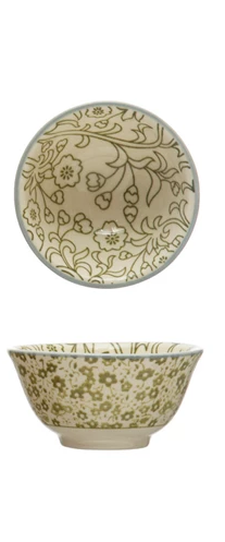 Stoneware Pinch Pot with Multicolor Patterns