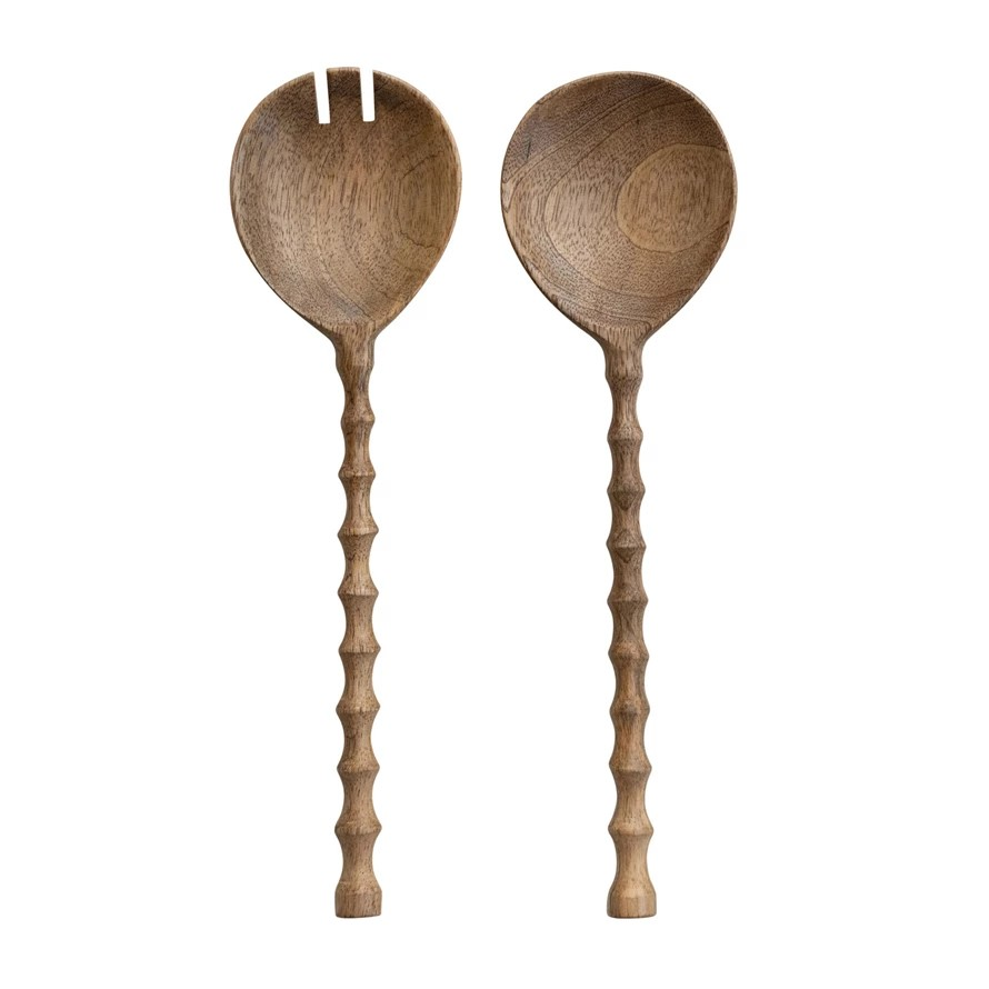 Sculpted Mango Serving Utensils - Set of 2